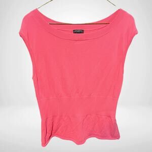 Ann Taylor Colorful Barbiecore Coral Pink Sleeveless Knit bright Top Tank, Large